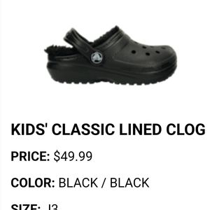 Kids lined Crocs